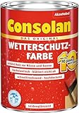 Consolan Wetterschutzfarbe, Deckender Holzschutz für Außen, Weiß, 750ml