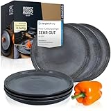 Moritz & Moritz VIDA 6er Dessertteller Set Anthrazit - Stylische Porzellan...