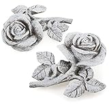 com-four® 2X Grabdekoration Rose - Gedenkstein in Form Einer Rosenblüte mit...
