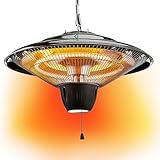 Deckenheizstrahler | Halogen Heizpilz zum hängen | Ø 42cm | 1500 Watt | 2...