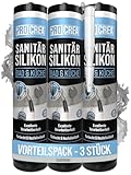 PROCREA® 3x Premium Sanitärsilikon 'Bad & Küche' (Silbergrau) [mit...