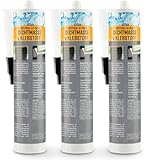 EVERFIX Bitumen Dichtmasse und Kleber (3 x 310ml Kartusche) zum Kleben Abdichten...