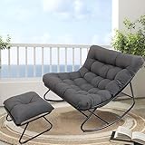 AlpineAura Schaukelstuhl mit Hocker Outdoor Lesesessel Schaukelsessel Wohnzimmer...