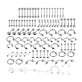 LuLyL 92 Stück (92 Stück) 16 Stile 316L Edelstahl 6 Stück transparente...