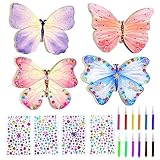 40 Stück Bastelsets für Kinder, Schmetterling Holz mit Aquarellstift &...