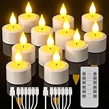 Yme 12er Set LED Teelichter Wiederaufladbar mit Timer, Elektrische LED Kerzen...
