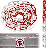 15m Absperrkette, 6mm Absperrkette Rot Weiß Kunststoff, Rot Weiß...