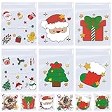 MORAINJAY 200 Stück Selbstklebende Cellophantüten Weihnachten,10x10cm Klein...