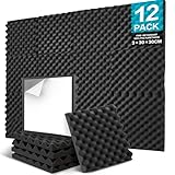 JBER 12 Stück Akustikpaneele Selbstklebend, Schallschutzplatten 30 x 30 x 3 cm,...