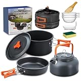 Camping Kochgeschirr Set, Outdoor Geschirr Set Kochtopf Set 10 Teilig, Outdoor...