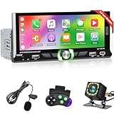 NHOPEEW 1 Din Autoradio mit 6,9 Zoll Touchscreen - Drahtlos Carplay und Android...