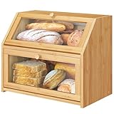 Comius Sharp Double Layer Large Bread Box für Küchentheke, Hölzerne Große...