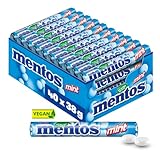 Mentos Kaubonbons Mint, Dragees mit Pfefferminz-Geschmack für frischen Atem,...