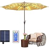 104 LEDs Solar Sonnenschirm Beleuchtung mit Fernbedienung, 8 Modi Solar LED...