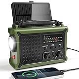 Kurbelradio AM/FM, Solar & Kurbel Notfallradio mit Weltempfänger, 12000mAh...