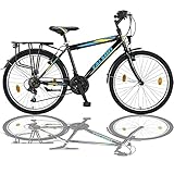 24 Zoll Jungen Fahrrad 21-Gang Shimano mit Beleuchtung Farbe SCHWARZ TMX