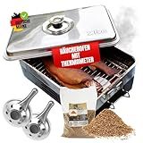Zite Fishing Räucherofen Edelstahl [mit Thermometer inkl. 300 g Räuchermehl...