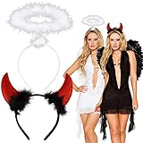 BOFUNX 2 Stücke Engel und Teufel Hörner Stirnband, Halloween Engel...
