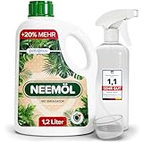 Natürliches Neemöl mit Emulgator 1200 ml – inkl. Sprühflasche & Messbecher...