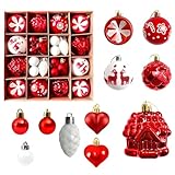 Kocusu 40Pcs Weihnachtskugeln Kunststoff Set Plastik,Weihnachtsbaumkugeln in...