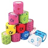 12 Stück Selbsthaftende bandage hund Vet Wrap Pet Selbstklebender Verband Pet...