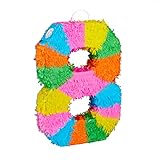 Relaxdays Pinata Geburtstag, Zahl 8, zum Aufhängen, Kinder & Erwachsene,...