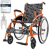 VOCIC U31 Rollstuhl faltbar leicht bis 150KG,Doppelbremsen Transportrollstuhl...