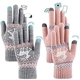 FUKPO 2 Paare Handschuhe Damen Warm Winter Gefüttert, Winterhandschuhe Damen...