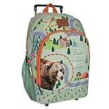 PERLETTI Ökologischer Kinderrucksack mit Rollen und Waldtieren - Kinder Trolley...