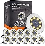 FLOWood Solar Bodenleuchte Solarleuchte für Garten 8 LEDS Solar Außenleuchte...