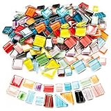 1000g Bunte Polygon Mosaiksteine zum Basteln, Mini-Streifenglas Mosaikfliesen...