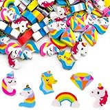 KIRZAX 50pcs Tiny Fun Radiergummis, Einhorn Diamant Regenbogen, Radiergummis...