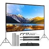 VISULAPEX 120' Leinwand Beamer mit Stand HD 4K, 16: 9, 160°Betrachtung Leinwand...