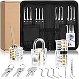 Lockpicking Set, 34 Stück Dietrich Set,3 Transparenten Übungsschlössern +...