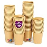 100 Einweg-Kraftpapierbecher 210 ml / 7 oz. Robust, auslaufsicher. Ideal für...