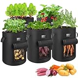 XUNIVERS 5 Stück Kartoffel Pflanzsack,Pflanzsack 43L mit Stabilen Griffen...