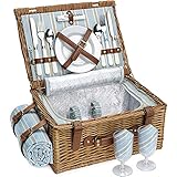 HappyPicnic Wicker Picknickkorb für 4 Personen, Willow Storage Hamper Service...