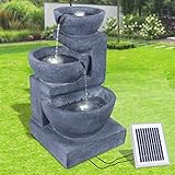 Solar Gartenbrunnen Brunnen Solarbrunnen Zierbrunnen Wasserfall Gartenleuchte...