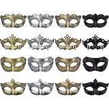 FEQO 16 Stück Venezianische Maskerade Maske Damen und Herren Vintage Antike...