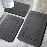 chakme Badezimmerteppich Set 3 Teilig, Weiche Memory-Schaum Badematte und U...