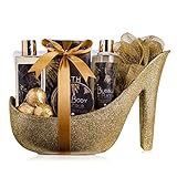 Accentra Luxury Badeset Geschenkset in wunderschönem goldenem Glitzer Pumps,...
