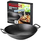 FLAMMBURO BBQ-SYSTEM Wok Ø 36 cm – Gusseisen mit porzellanemaillierter...