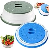 GMMG Mikrowellen Abdeckung, Mikrowellenhaube, 2 Stück Faltbare Mikrowellendeckel, Microwave Cover, Mikrowellen Deckel, Spritzschutz Mikrowelle, Microwellenabdeckungen, Mikrowellenabdeckung 27cm