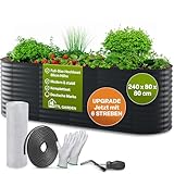 TTL GARDEN 240x80x80cm Elegance L Metall Hochbeet Anthrazit - Stahl rostfrei...
