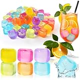 com-four® 60x wiederverwendbare Eiswürfel in tollen Farben, Party-Eiswürfel...