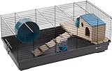 Hamsterkäfig Flamingo Jang - Schwarz/Grau, Komplett ausgestattet, 58 x 31,5 x...