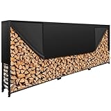 WELS® Brennholzregal außen 300x25x115cm, Kaminholzregal Metall + Abdeckung,...