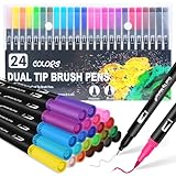 Halobios Dual Brush Pen Set, Filzstifte 24 Farben Pinselstifte Marker Aquarell...