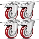 4er Set Schwerlastrollen mit Bremse, Transportrollen 75mm, Rollen Schwerlast...