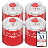 EVOCAMP 4x Propan Butan Gaskartuschen 450g einsetzbar für Weber Grills...